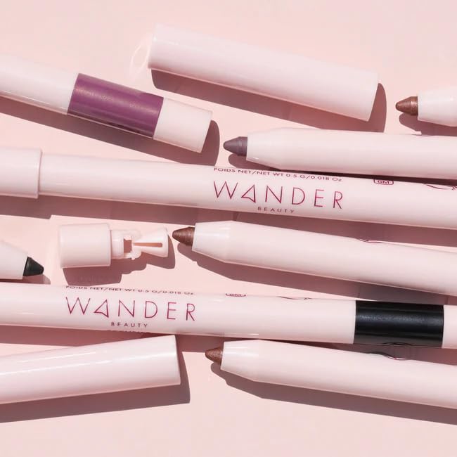 Wander Beauty Skyliner Automatic Gel Eyeliner (Tan Line) - Smudge Proof Retractable Gel Liner - Precise Application With Built-In Eye Pencil Sharpener