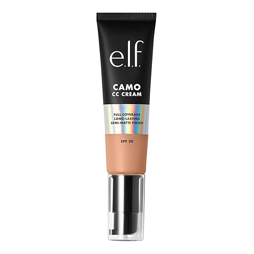 e.l.f. Camo CC Cream, SPF 30 Color-Correcting Medium-To-Full Coverage Face Foundation, Delivers An Airbrushed Finish, Vegan & Cruelty-Free, Light 250