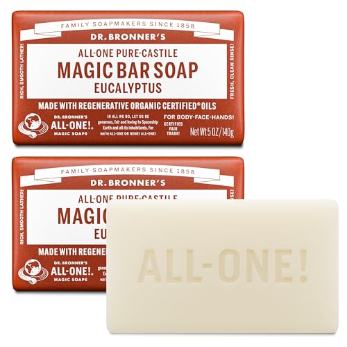 Dr. Bronner's Pure-Castile Magic Bar Soaps - Made with Regenerative Organic Certified Oils - For Face, Body, Hair- Vegan Soap Bars for Men & Women