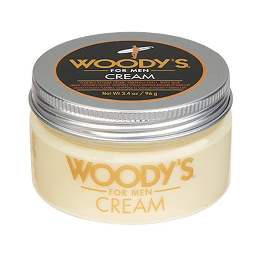 Woody's Styling Cream for Men, Flexible Styling Cream, Controls Curly and Wavy Hair, Water-Soluble with a Healthy Shine Finish, Adds Volume