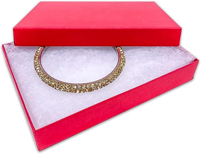 10 Pack Matte Red Color Paper Cotton Filled Jewelry Necklace Bracelets Watch gifts and Retail Boxes for Wedding, Anniversary, Engagement, Birthday…