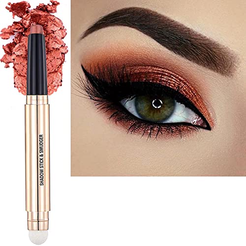 Metiplou Orange Copper Eyeshadow Stick Makeup Cream Glitter Shimmer Bronze Eyeshadow Pencil Hypoallergenic Waterproof Long Lasting Eye Shadow