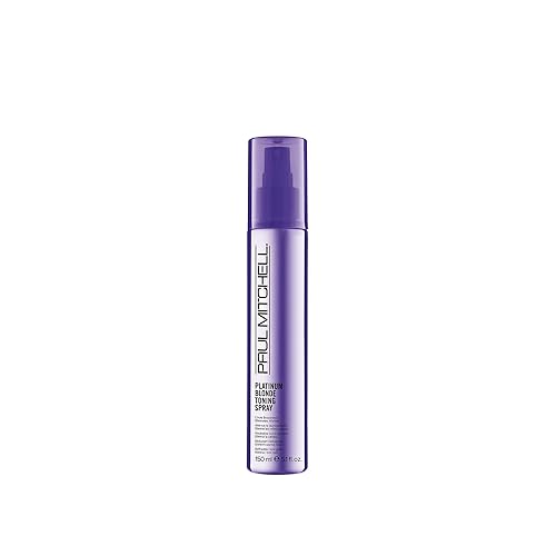 Paul Mitchell Platinum Blonde Purple Toning Spray, Cools Brassiness, Eliminates Warmth, For Color-Treated Hair + Naturally Light Hair Colors, 5.1 fl