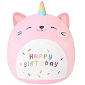 SQEQE Cat Plush Toy Unicorn Cat Stuffed Animal Cute Birthday Cat Plushies Pillow Soft Plushie Doll Gifts for Kid Decor(Pink Caticorn, 10 Inch)