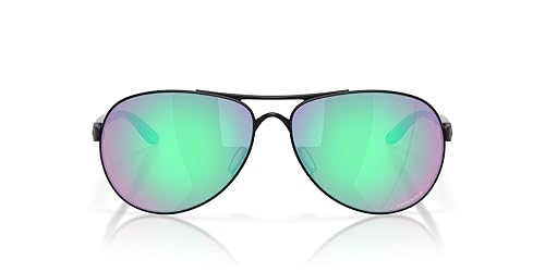 Oakley Women's OO4079 Feedback Polarized Aviator Sunglasses, Satin Black/Prizm Golf, 59 mm