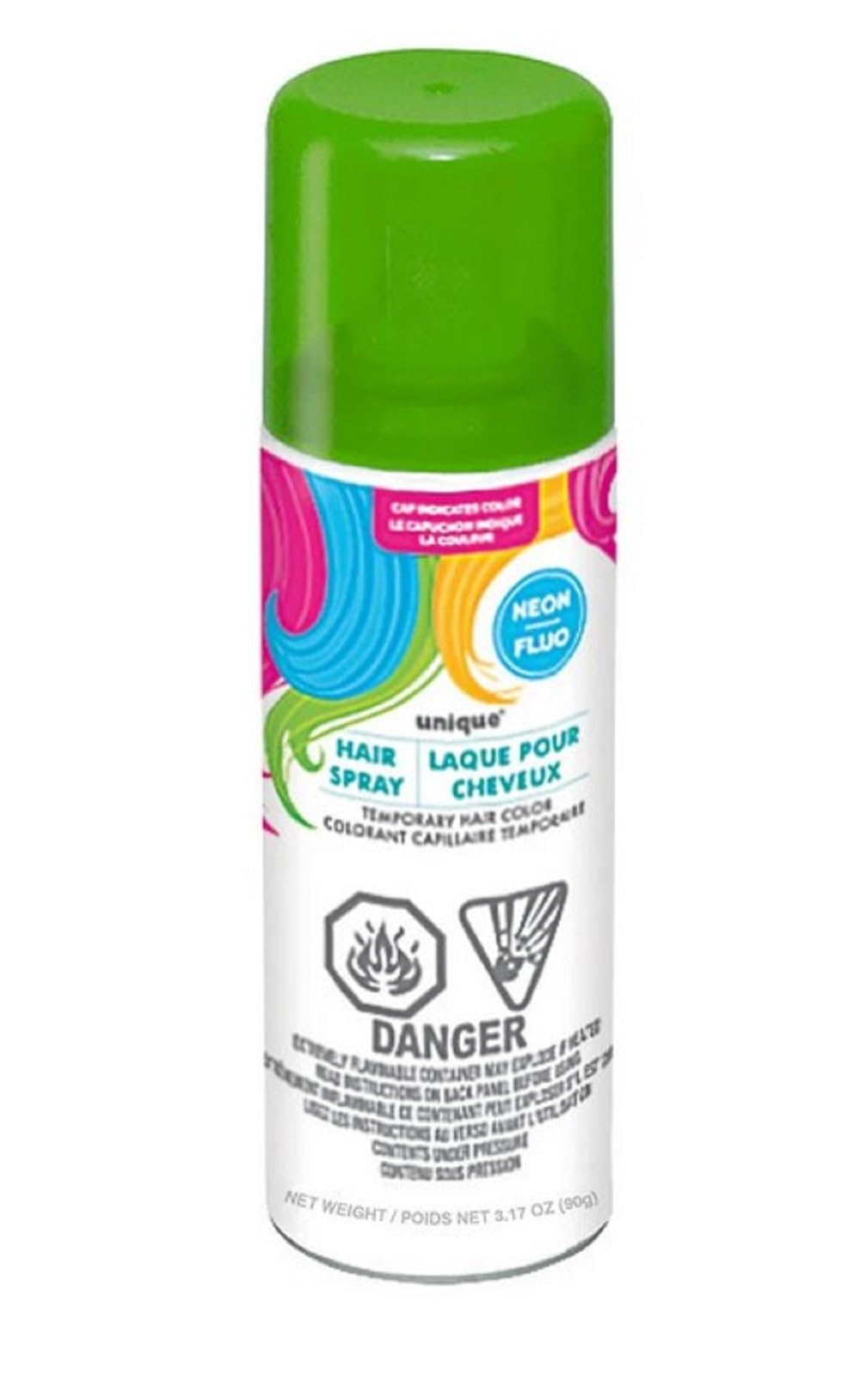 Green Neon Hair Spray - Perfect for Your Bold Standout Look & Special Events,- 3.17 fl oz (1 Pc)
