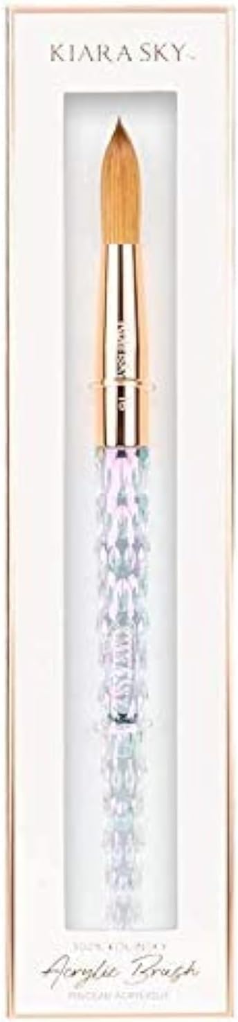 Kiara Sky Kolinsky Acrylic Nail Brush #16 - Pure Kolinsky Sable Hair, Iridescent Crystal Handle, Acetone Resistant, for Acrylic Application Beauty & Personal Care KIARA SKY