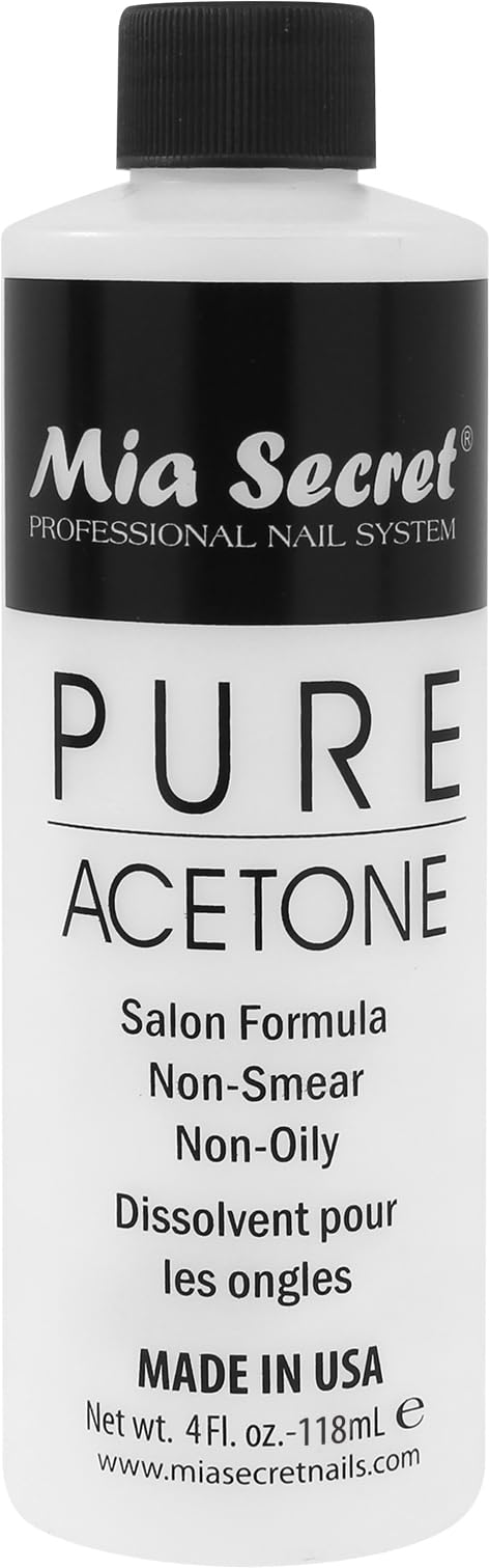 Mia Secret Nail Polish Remover, 100% Pure Acetone, 4 Fl. Oz. Safe and Gentle Cuticle Remover Liquid, Quick and Effective Formula, For Natural Beauty & Personal Care Mia Secret