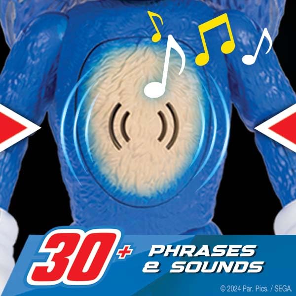 Sonic The Hedgehog 3 Ultimate Talking Sonic 12-Inch Figure, Features 30+ Iconic and Humorous Phrases and Sounds from The Movies, Light-Up Eyes