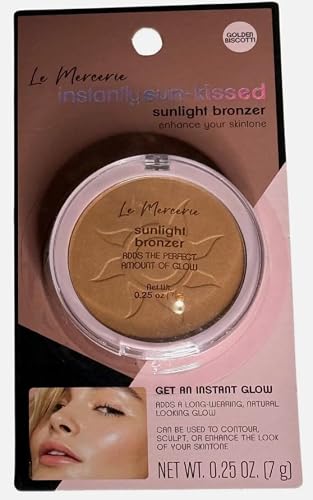 Le Mercerie Instantly Sun-Kissed Sunlight Bronzer, Golden Biscotti, Paraben Free, Cruelty Free, 0.25 oz