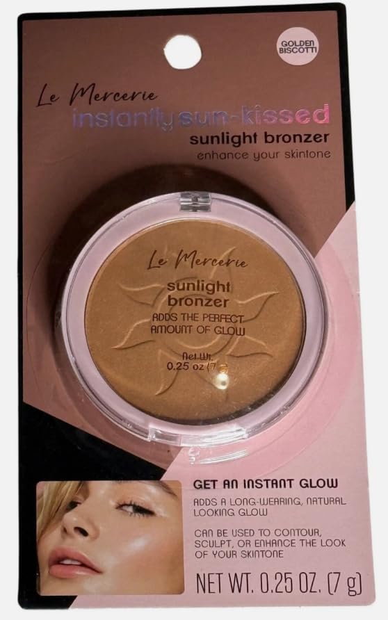Le Mercerie Instantly Sun-Kissed Sunlight Bronzer, Golden Biscotti, Paraben Free, Cruelty Free, 0.25 oz