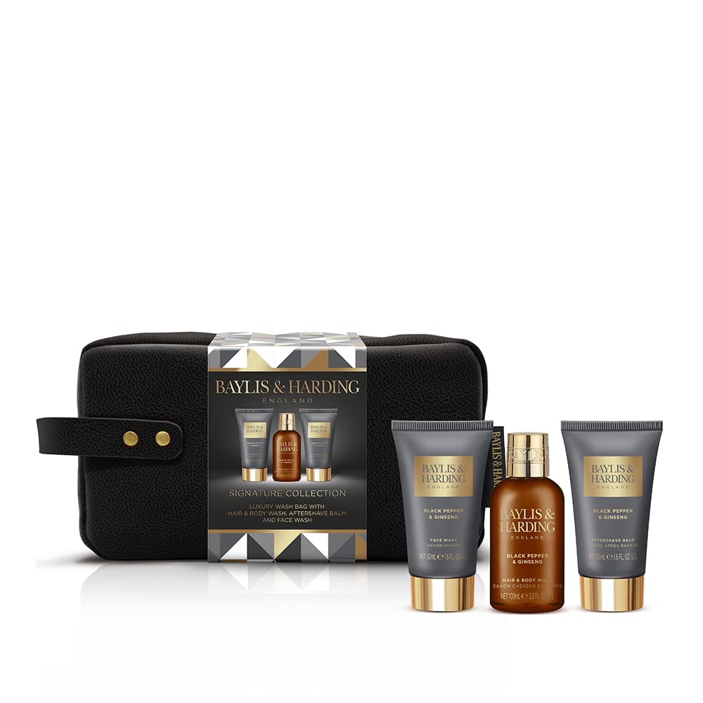 Baylis & Harding Gift Set for Men - Luxury Wash Bag - Black Pepper & Ginseng Men's Present -3-Pack Beauty & Personal Care Baylis & Harding