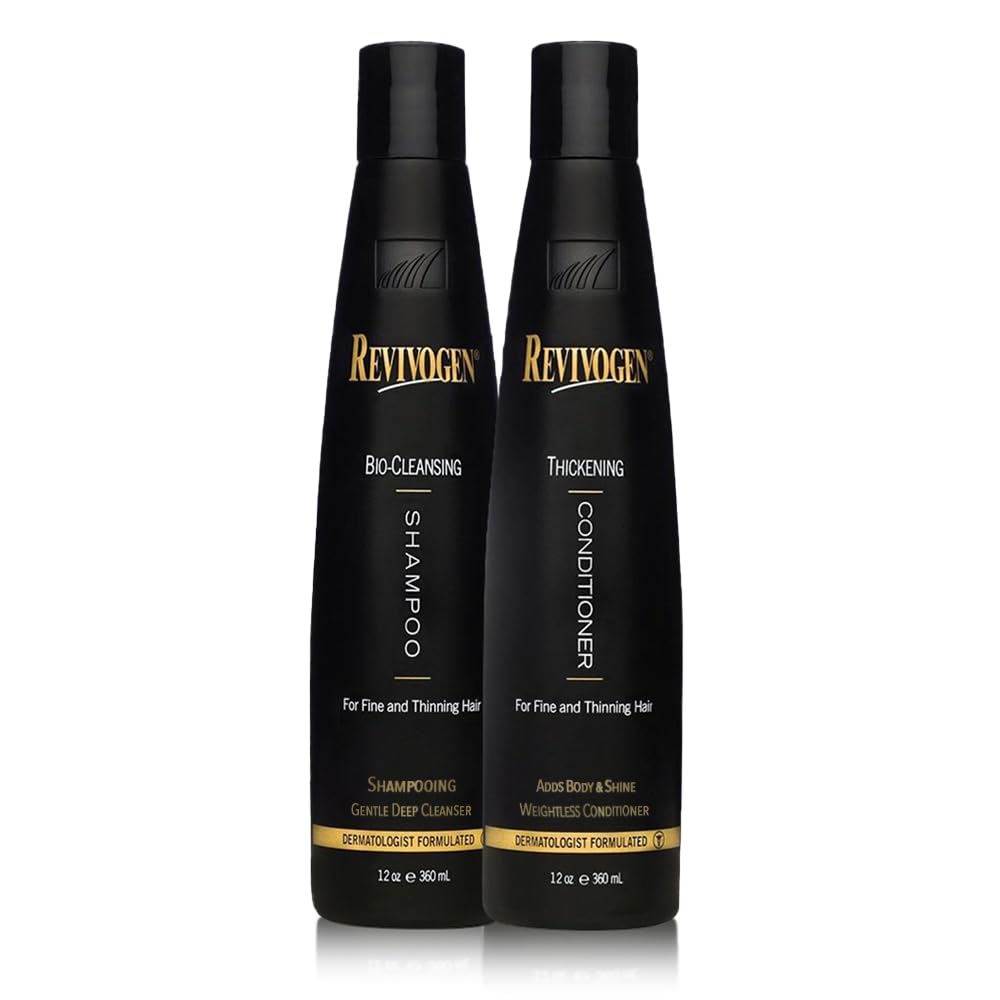 Revivogen MD Bio Cleansing Shampoo & Thickening Conditioner Duo Set for fine, thinning hair create volume, cleanse DHT, nourish scalp for healthier