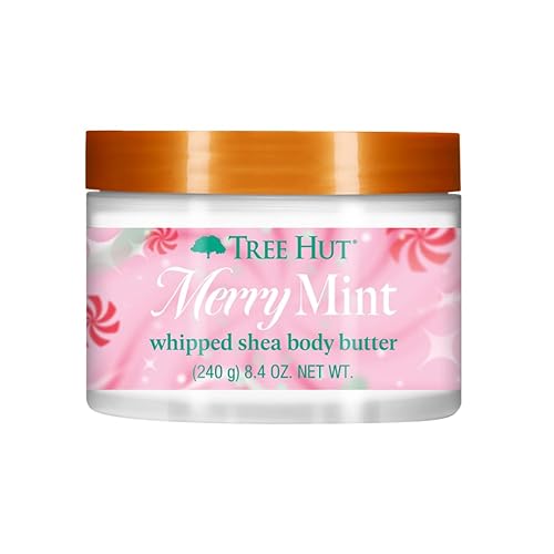 Tree Hut Merry Mint Whipped Shea Body Butter, Long-lasting Hydration Leaves Skin Feeling Soft & Moisturized, Lightweight, Nourishing Essential Body