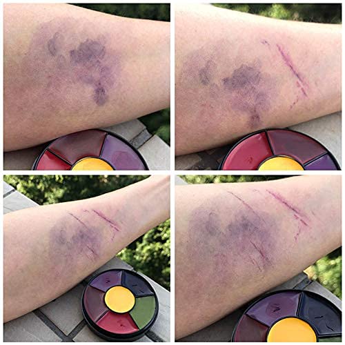 Go Ho 6 Colors Bruise Makeup Set for SFX,Bruises Wheel for Body Oil Paint Theatrical Halloween Fevstival,Face Paint Makeup Materials for Special