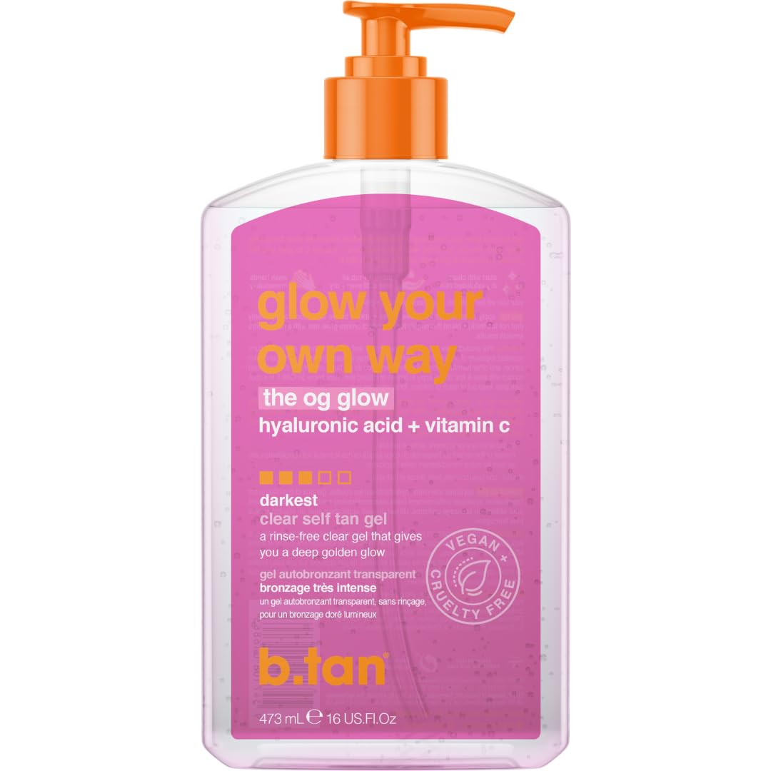 b.tan Dark Clear Self Tan Gel | Glow Your Own Way - Best Transfer Resistant, Ultra Quick Bronze, Gradual Sunless Tanning Lotion, Deep Moisturizer, No Beauty and Personal Care B.TAN Default Title