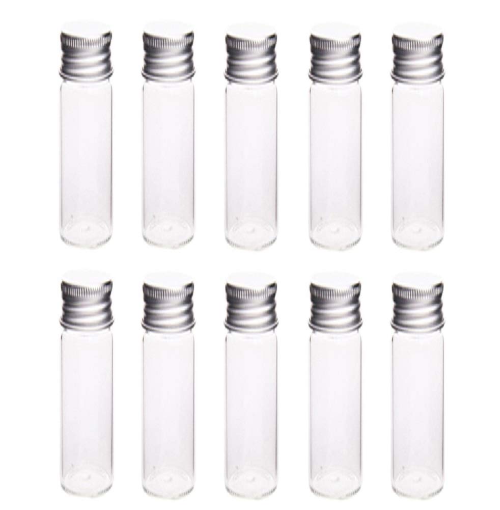 10Pcs Glass Sealed Bottle with Screw Aluminum Cap Clear Tiny Empty Sample Vials Glass Jars Containers Cute Wishes Bottle (20ml)