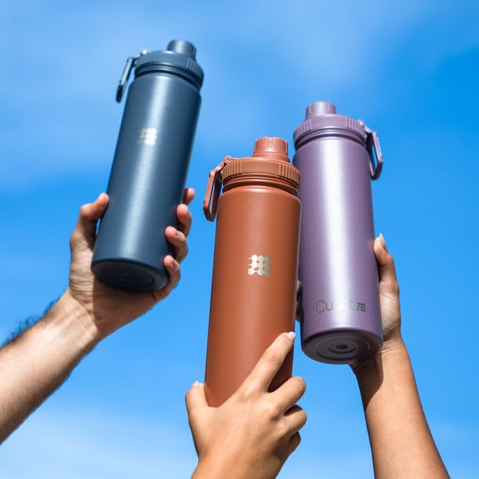 Cubitt Hydro Bottle 24 oz - Insulated Steel, 2 Leak-Proof Lids, Cold 24h/Hot 12h - Dusty Mauve
