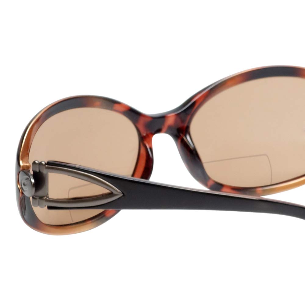 Calabria 828 Oversized Polarized BiFocal Sunglasses +2.00 Tortoise Pewter Brown Women UV Protection Bi-Focal Sunglass Readers