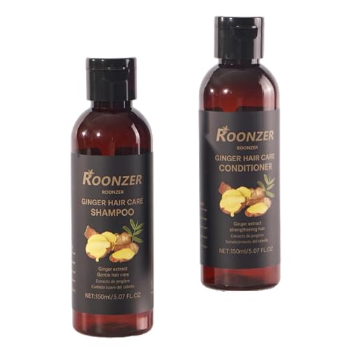 ROONZER Ginger Shampoo & Conditioner Set | Deep Cleanser + Intense Hydration | Strengthening & Frizz-Free Formula for All Hair Types 150ml 2pcs