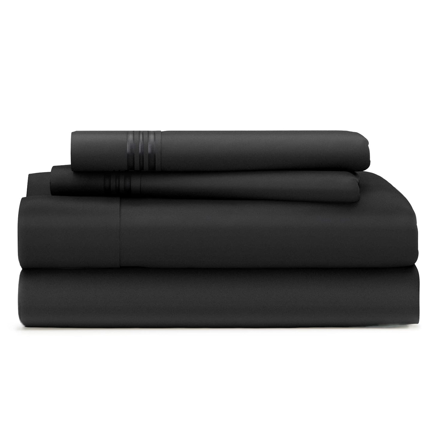 King Size Bed Sheets - Black Luxury Sheet Set - Deep Pocket - Super Soft Hotel Bedding - Cool & Wrinkle Free - 1 Fitted, 1 Flat, 2 Pillow Cases - King