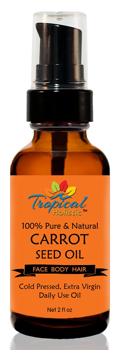 Tropical Holistic 100% Pure Natural Carrot Seed Oil 2oz, Natural, Cold Pressed, Unrefined Carrot Oil for Youthful, Radiant Skin, Face, Hair, Anti