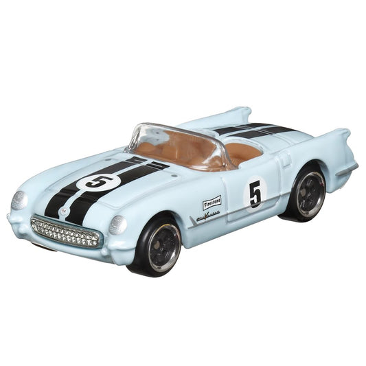 Hot Wheels Collectible Die-Cast Vintage Racing Club Vehicle - Light Blue Convertible Sports Car - Inspired by 1955 Corvette - HRT81-2/6