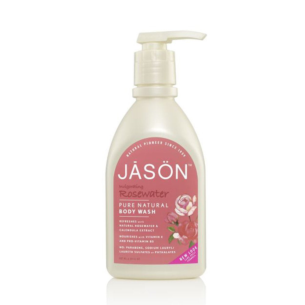 JASON NATURAL PRODUCTS BODY WASH,ROSEWATER SATIN, 30 FZ