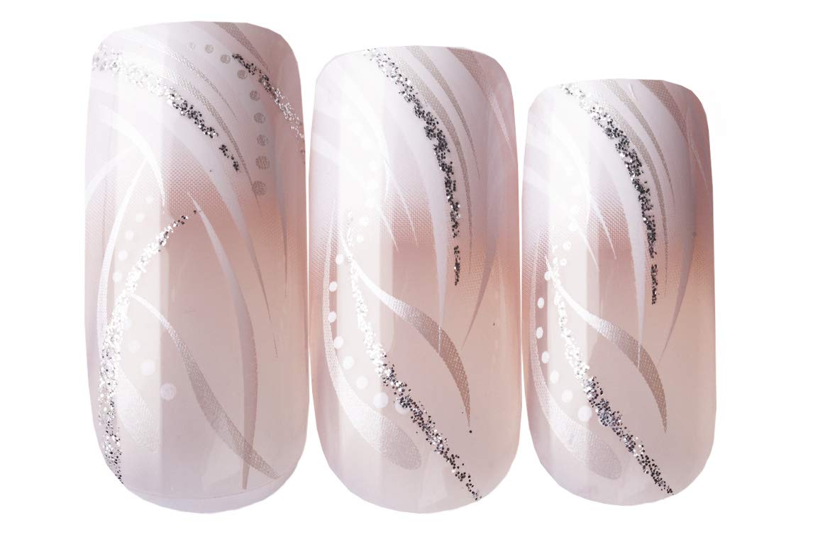 Gold Finger False Nails Gel Glam Design Full Cover Fake Nails, Long Length (2 PACK)