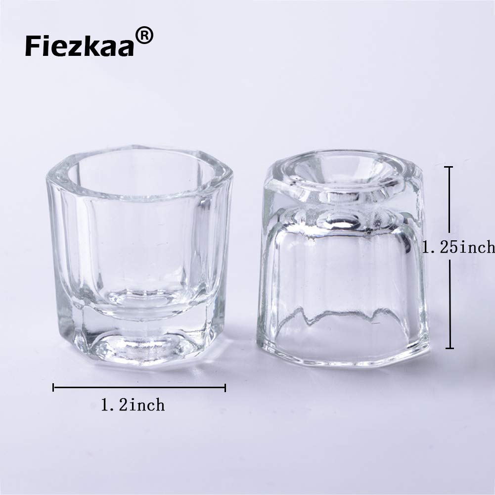 fiezkaa 2 Pcs Clear Nail Dappen Dish Glass Cup for Acetone and Nail Liquid, Small Dampen Dish for Acrylic Nails, Monomer, Powder, Polish Remover