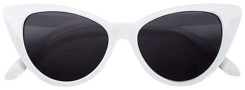 Online-Welcome OWL Vintage Cat Eye Sunglasses Smoke Lens White Frame