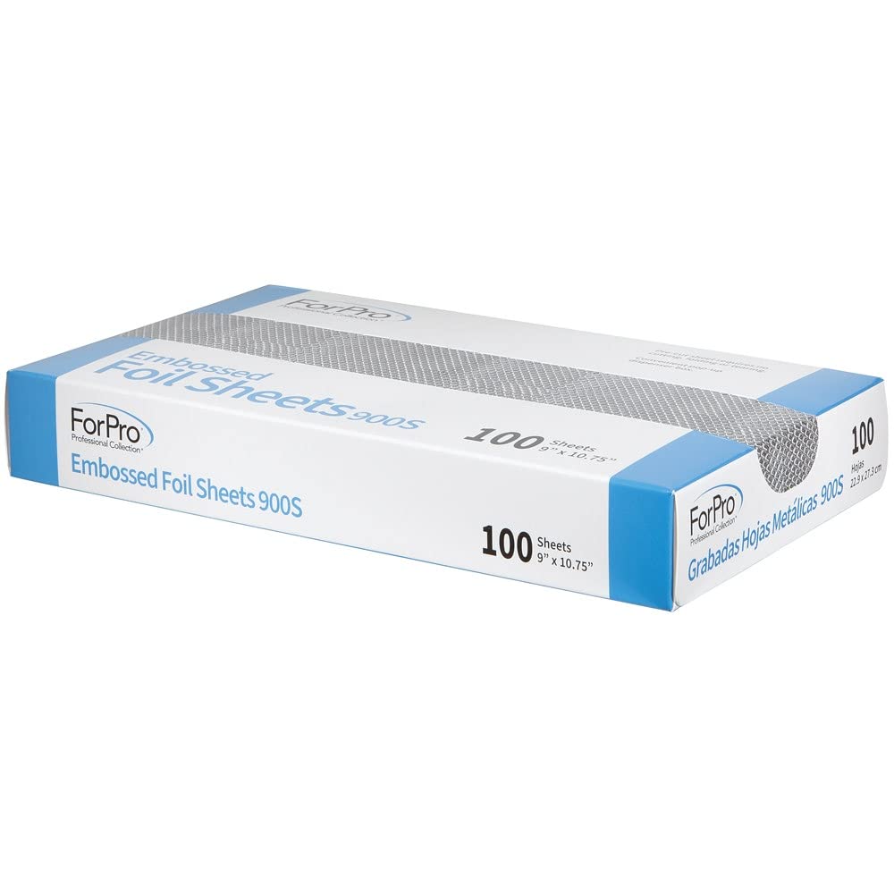 ForPro Professional Collection Embossed Foil Sheets 900S, Aluminum Foil, Pop-Up Dispenser, for Hair Color Application and Highlighting Services, Food