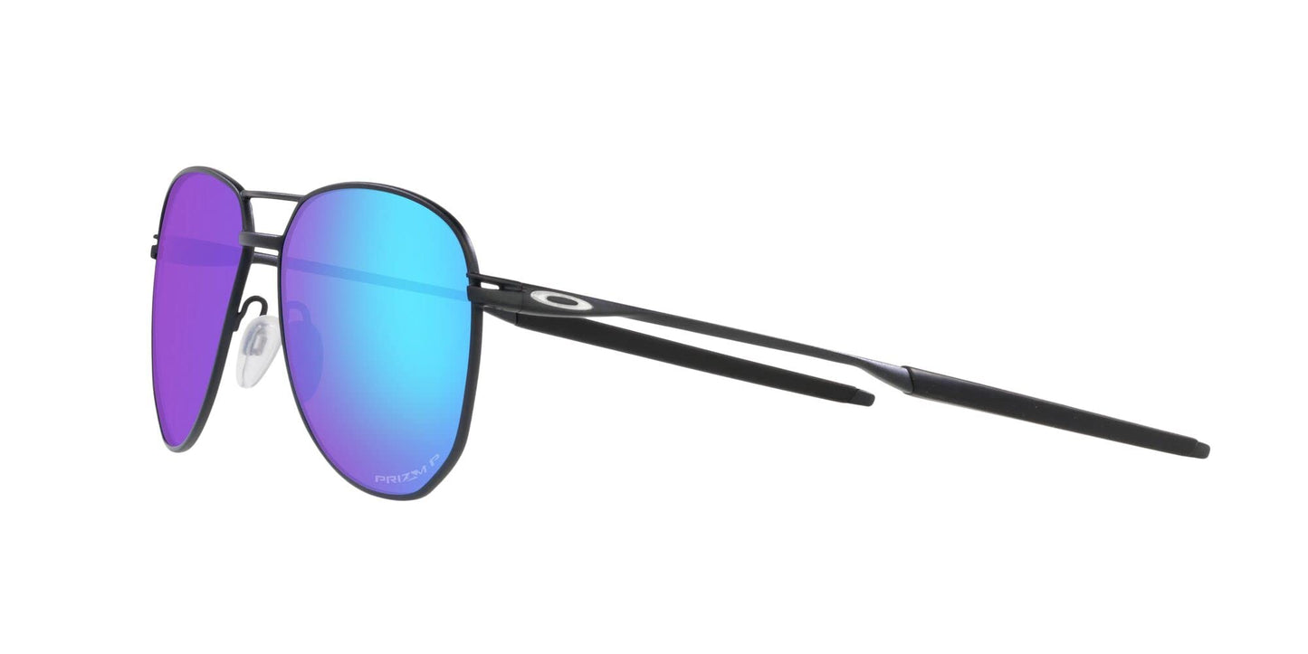 Oakley Men's OO6050 Contrail TI Aviator Sunglasses, Satin Light Steel/Prizm Sapphire Polarized, 57 mm