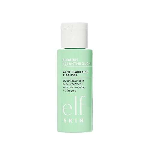 e.l.f. SKIN Blemish Breakthrough Clarifying Cleanser Mini, Gel Cleanser For Removing Makeup, Controlling Oil & Clarifying Pores, 1% Salicylic Acid