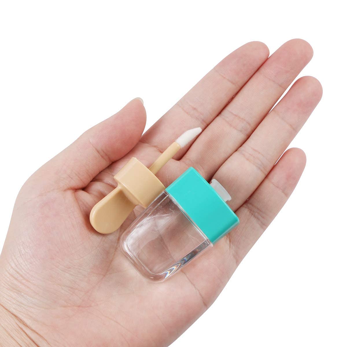 JOLLYSTYLE 15PCS Lip Gloss Tubes - Pink Green Blue Ice Cream Shape Lip Gloss Containers Empty - Refillable Clear Lipgloss/Lip Balm Containers