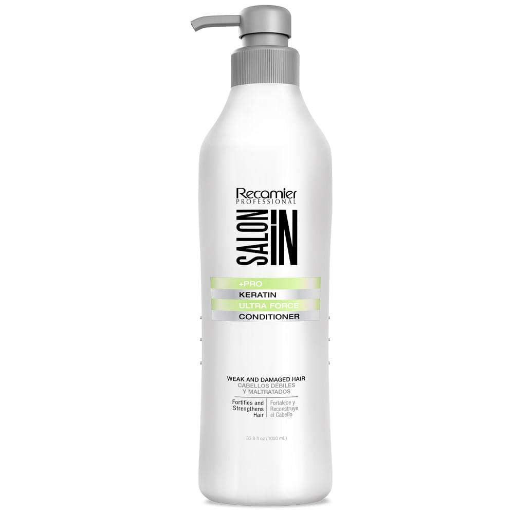 Salon In by Recamier | Keratin Ultra Force Set - Keratin Shampoo, Hair Conditioner & Leave-On Treatment (10.1 fl oz / 300 ml each) | Shampoo