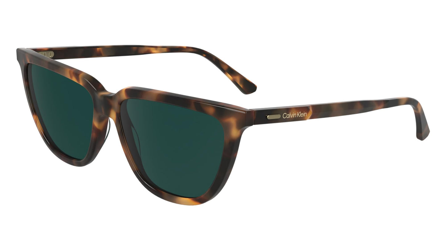 Calvin Klein Women's Sunglasses CK24537S - Milky Brown Havana with Solid Petrol Lens