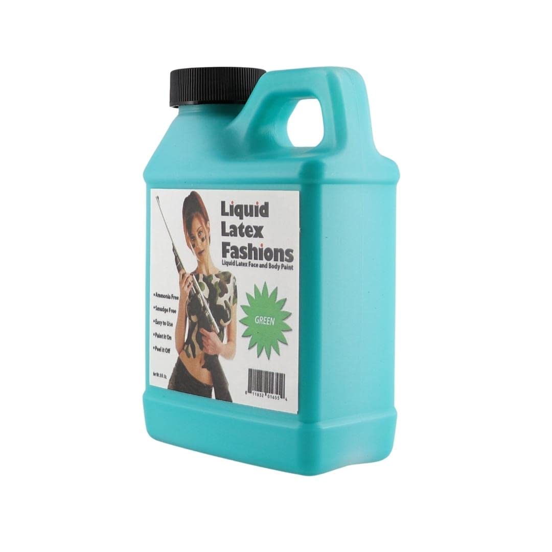 Liquid Latex Fashions - Ammonia Free Halloween Green Body and Face Paint for Adults and Kids, Ideal for Artwork, School Plays, Cosplays and Concerts