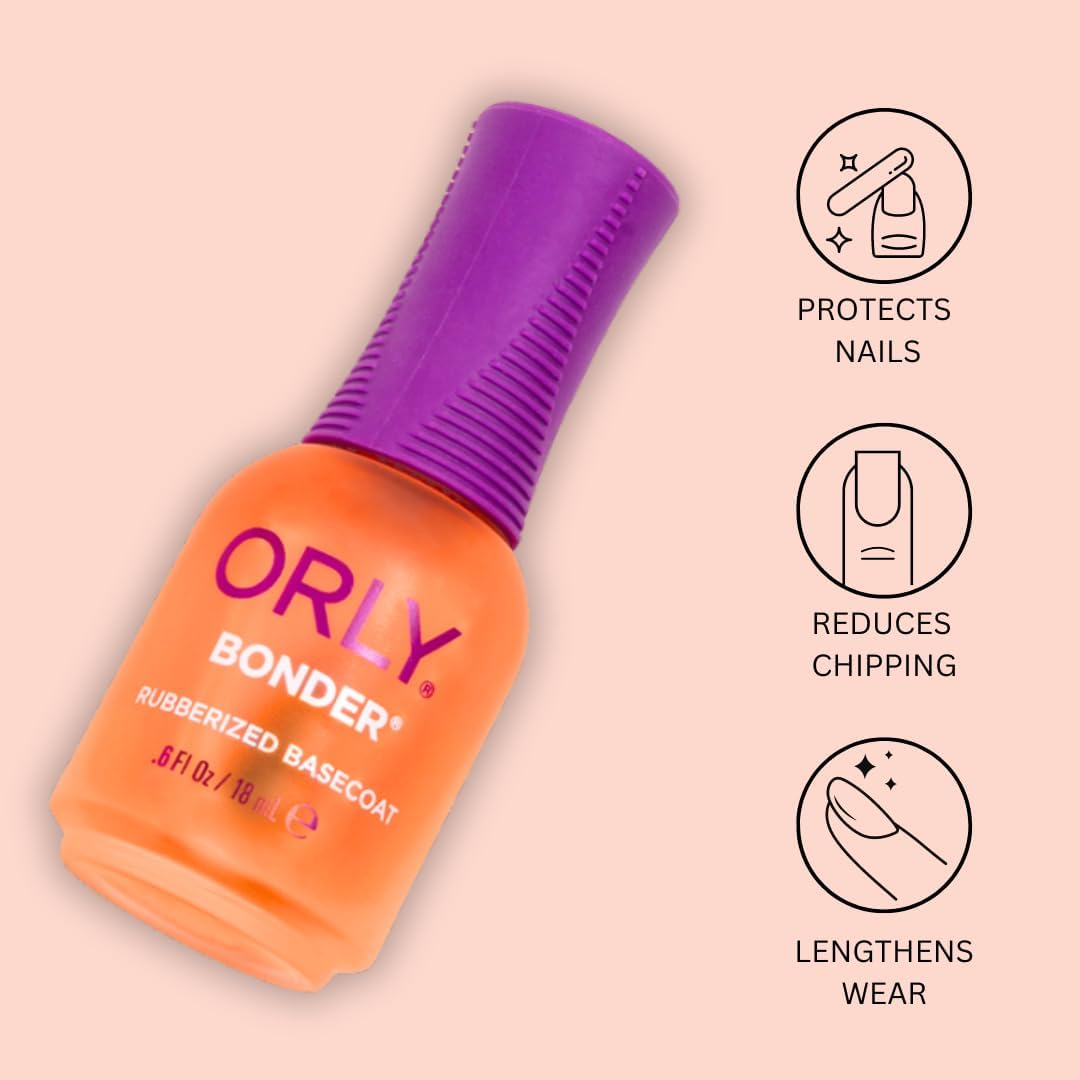 Orly Bonder Base Coat | Nail Polish Base Coat | Rubberized Basecoat for Long-Lasting Manicures & Pedicures (Bonder, 2 pack) Beauty and Personal Care Orly