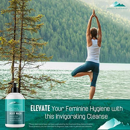 Purely Northwest Tea Tree Body Wash for Men and Women - Natural Tea Tree Oil Body Cleanser for Odor, Skin Irritations, Hydrating Shower Gel