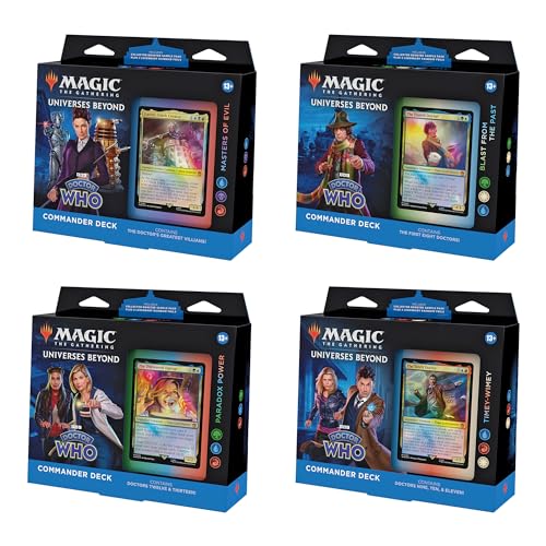 Magic The Gathering Doctor Who Commander Deck Bundle - Includes All 4 Decks (1 Masters of Evil, 1 Blast from The Past, 1 Timey-Wimey, and 1 Paradox…