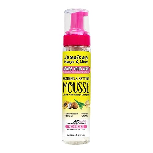 Jamaican Mango & Lime Braids Your Way Braid & Setting Mousse - Styling Mousse for Braids, Locs & Twists - Long-Lasting Hold, Frizz Control & Shine