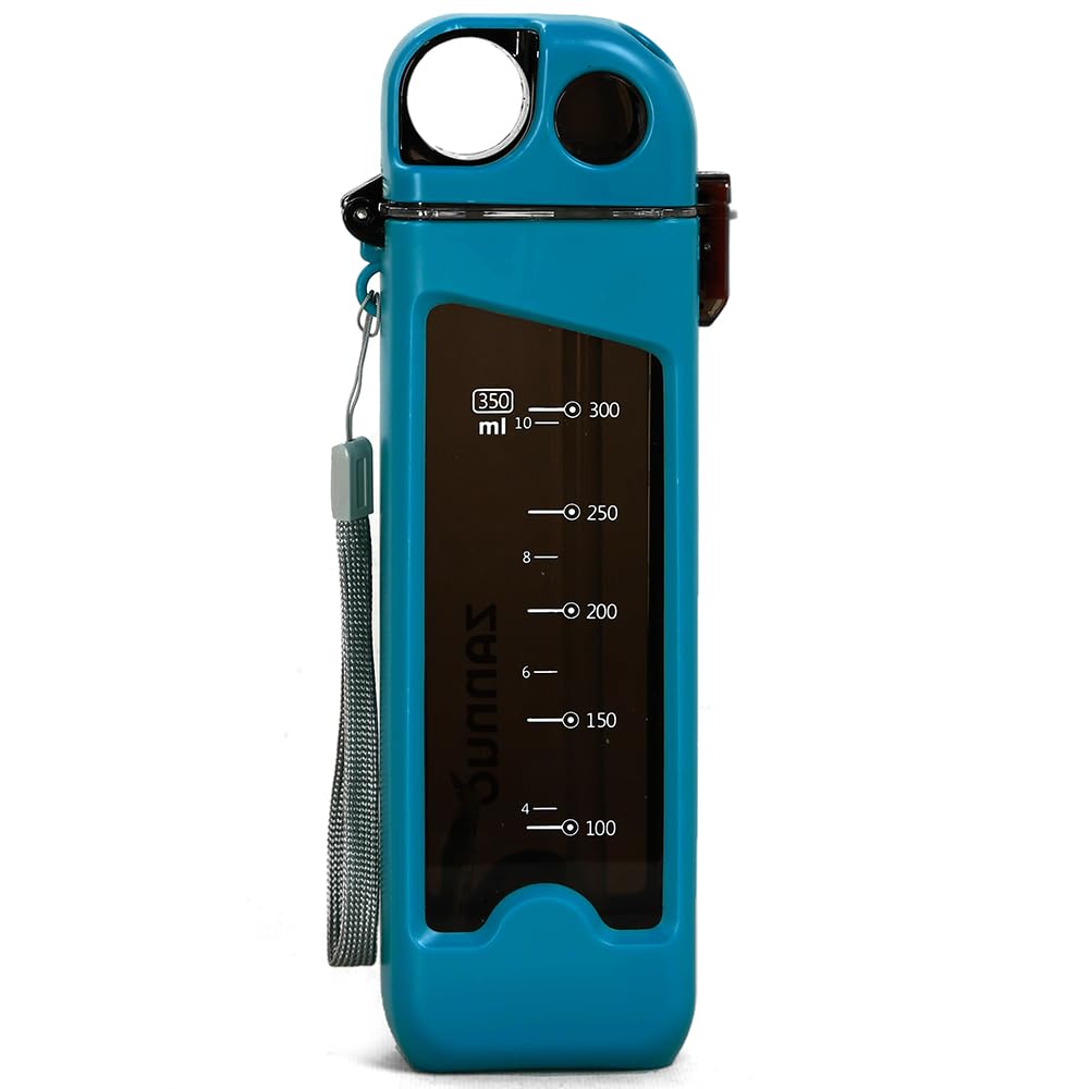 ROERPPM 13 oz Rectangle Water Bottle With Portable Straw, Leakproof Non-Toxic BPA Free, Motivational Sports With Drink for Gym and Yoga &Travel…