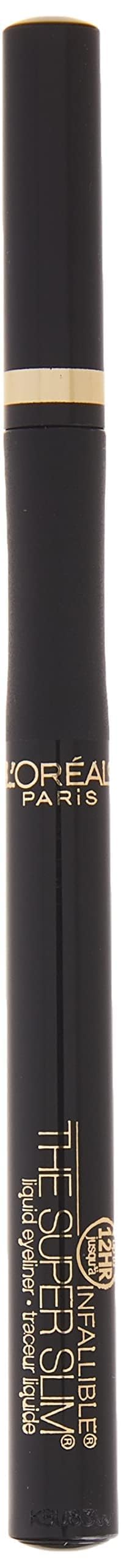 L'Oreal Paris Makeup Infallible Super Slim Long-Lasting Liquid Eyeliner, Ultra-Fine Felt Tip, Quick Drying Formula, Glides on Smoothly, Black, Pack