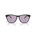 Oakley OO9245 Frogskins Low Bridge Fit Square Sunglasses, Matte Black/Red/Prizm Slate, 54 mm