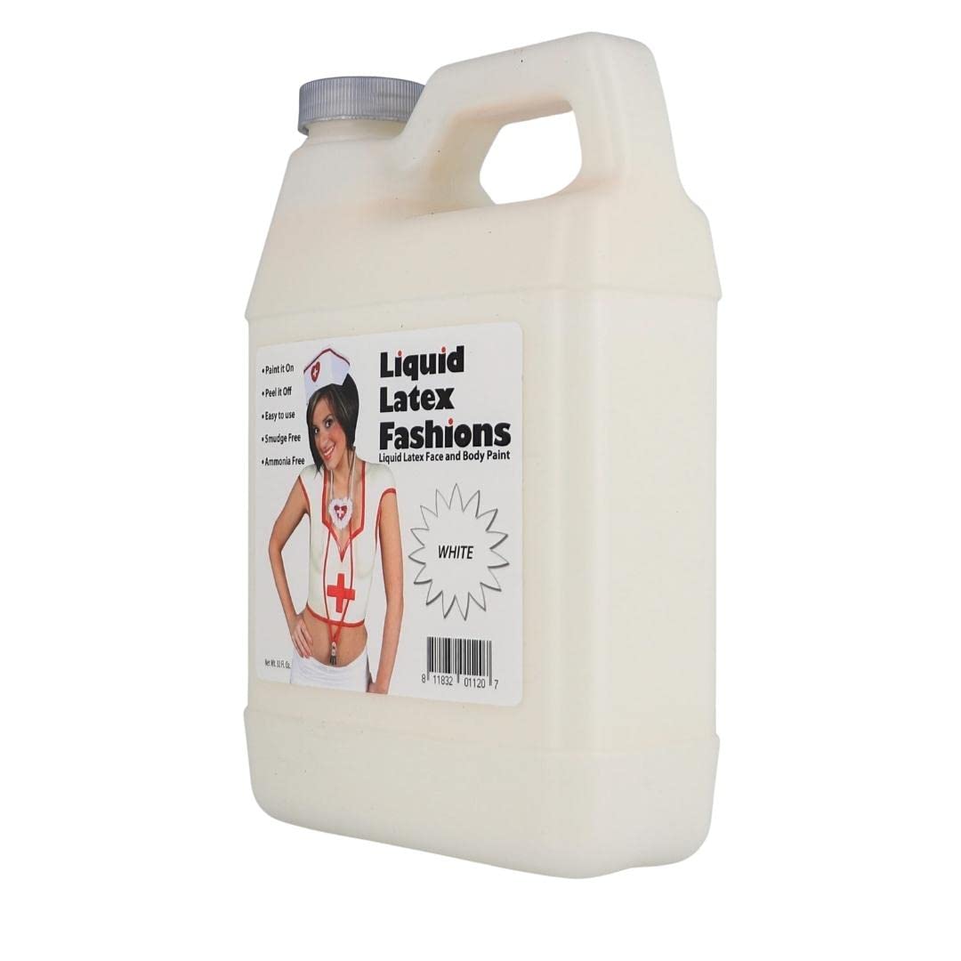 White 32 Oz - Liquid Latex Body Paint, Ammonia Free No Odor, Easy On and Off, Cosplay Makeup, Creates Professional Monster, Zombie Arts