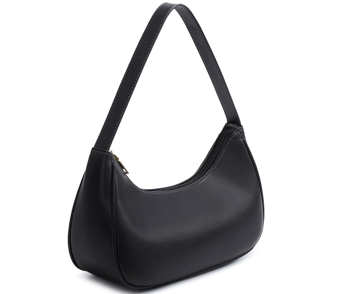 Fashion shoulder Bag for Women's Cute Hobo Tote Handbag Mini Clutch Underarm Purse for Daily Use/Work/Travel/Casual Outings (Black)