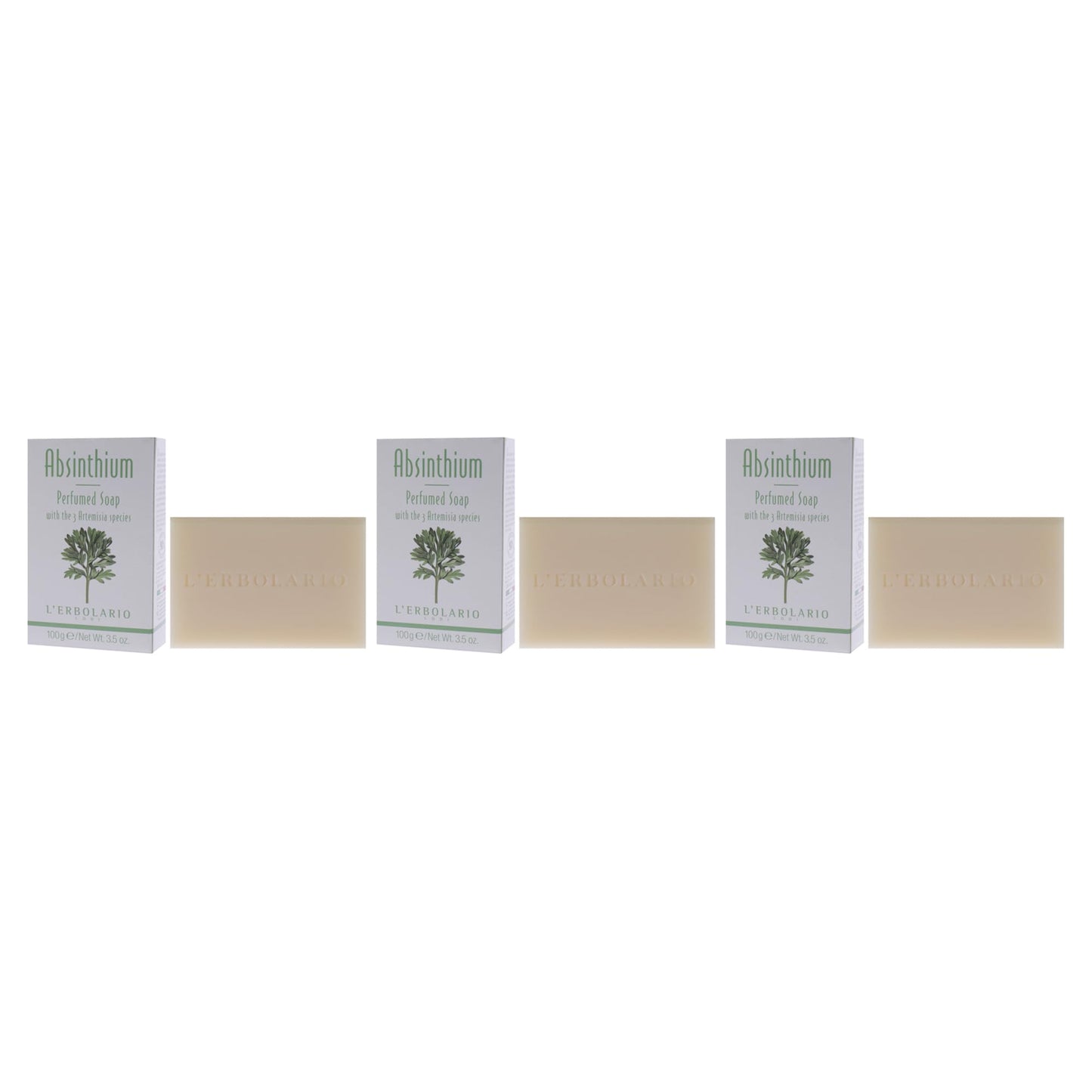 Perfumed Soap - Absinthium - Pack of 3 by LErbolario for Unisex - 3.5 oz Soap