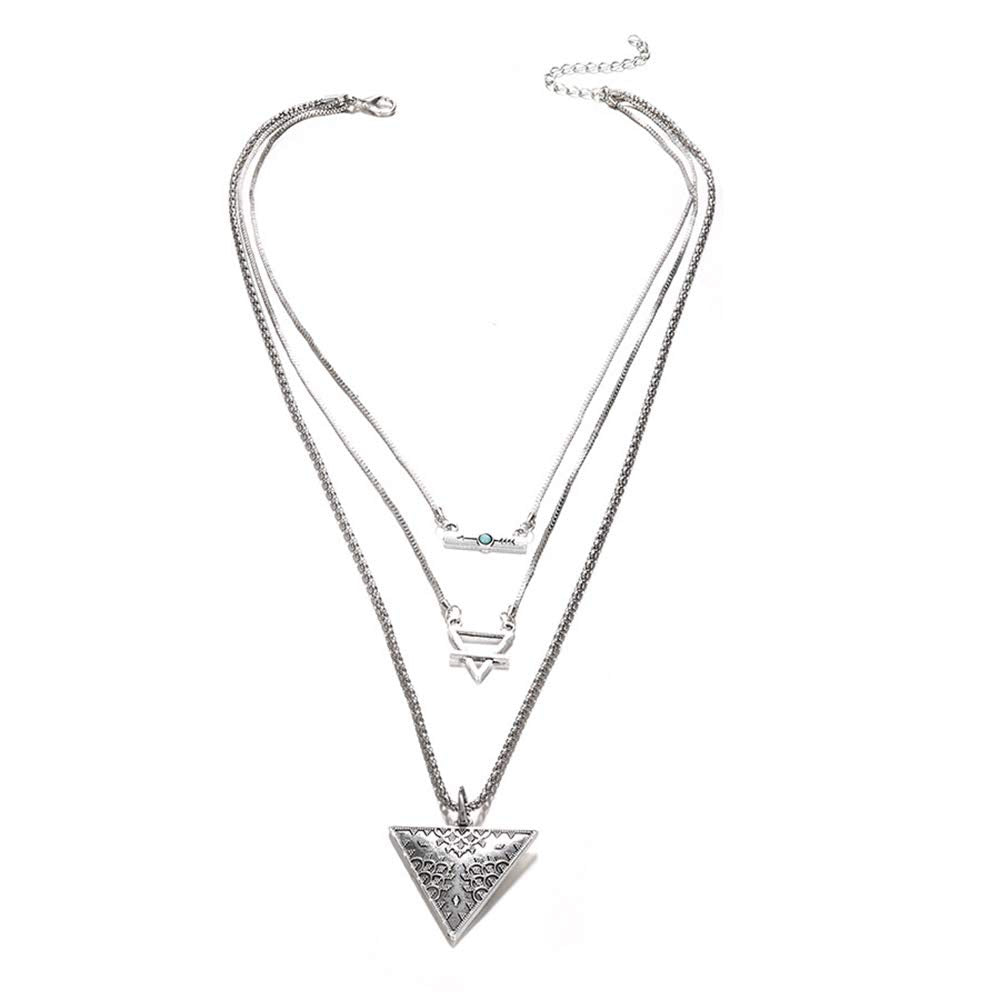 DoubleNine Ethnic Bohemian Silver Arrow Archer Pendant Retro Multistrand Necklace Hippy Vintage Jewelry for Women and Girls
