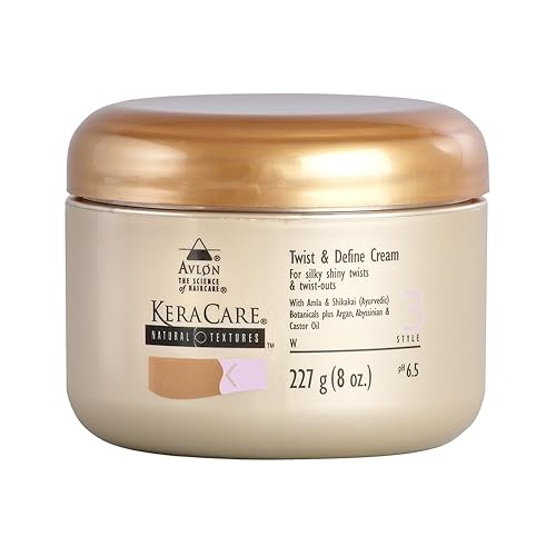 KeraCare Natural Textures Twist and Define Cream 8 oz - With Amla & Shikakai Ayurvedic Botanicals - Argan, Abyssinian & Castor Oil - Smooth, Well